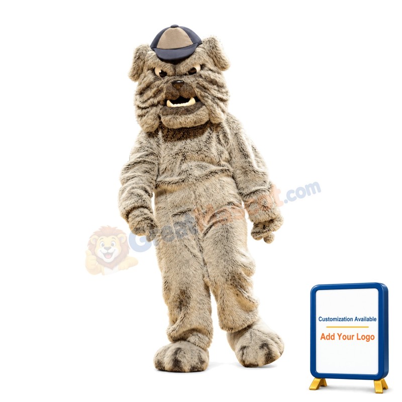 University Fierce Grey Bulldog Mascot Costume