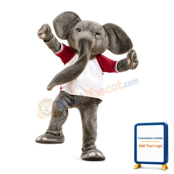College Gray Elephant Mascot Costume