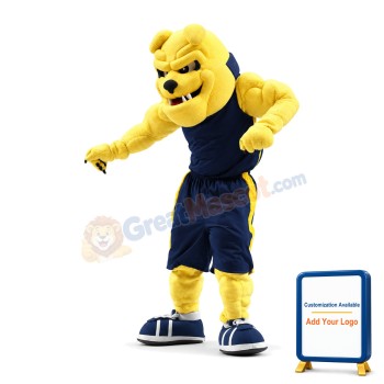 University Yellow Power Bulldog Mascot Costume