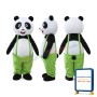 Adult Cartoon Panda Mascot Costume Wearing Green Overalls