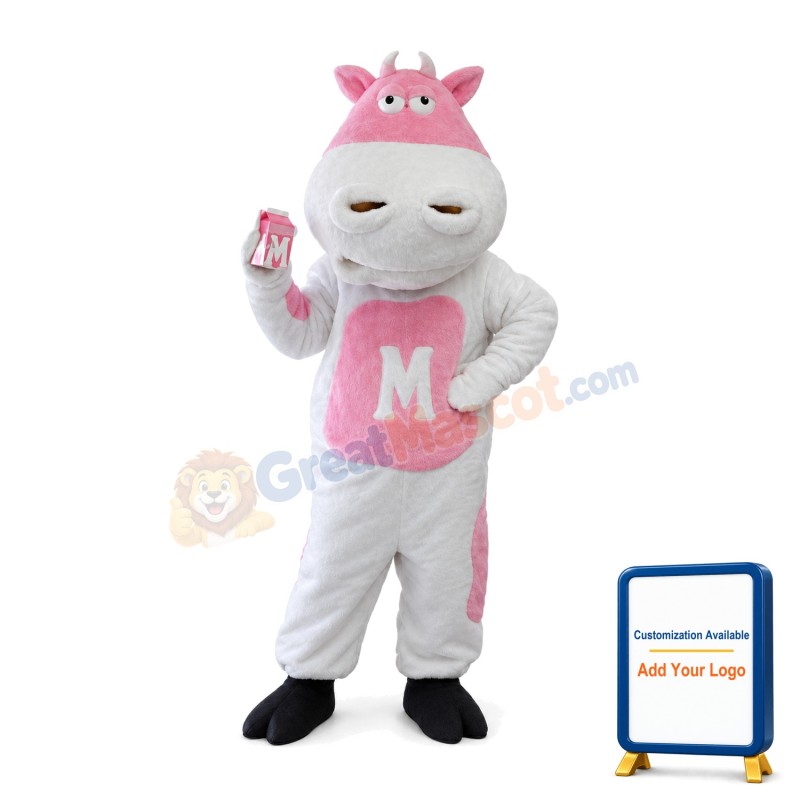 Advertising Pink Cow Mascot Adult Costume