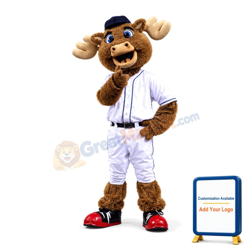 Smiling Baseball Reindeer Mascot Costume