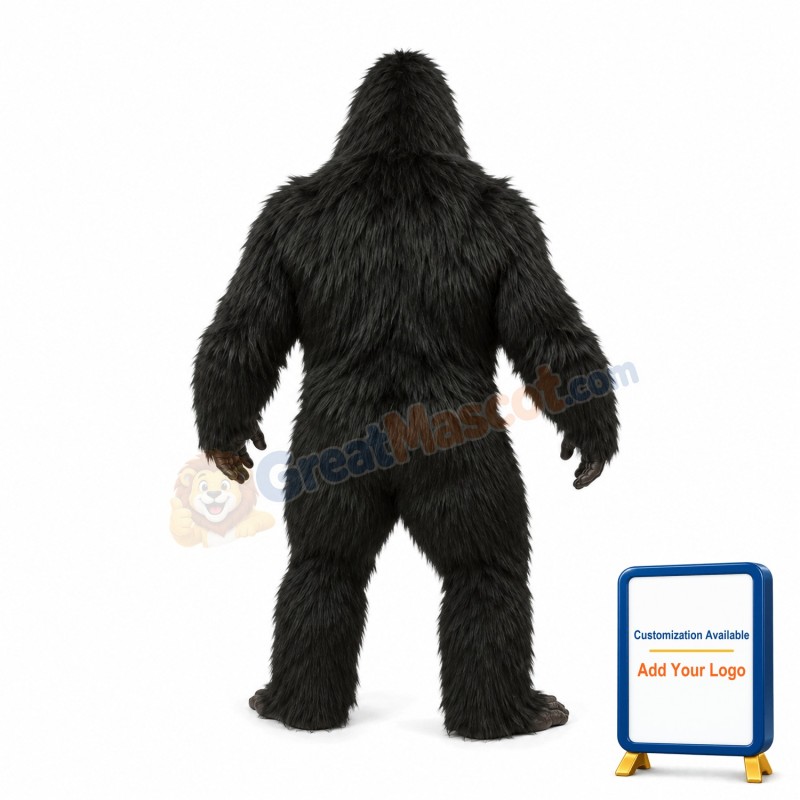 Long Fur Black Orangutan Mascot Adult Costume