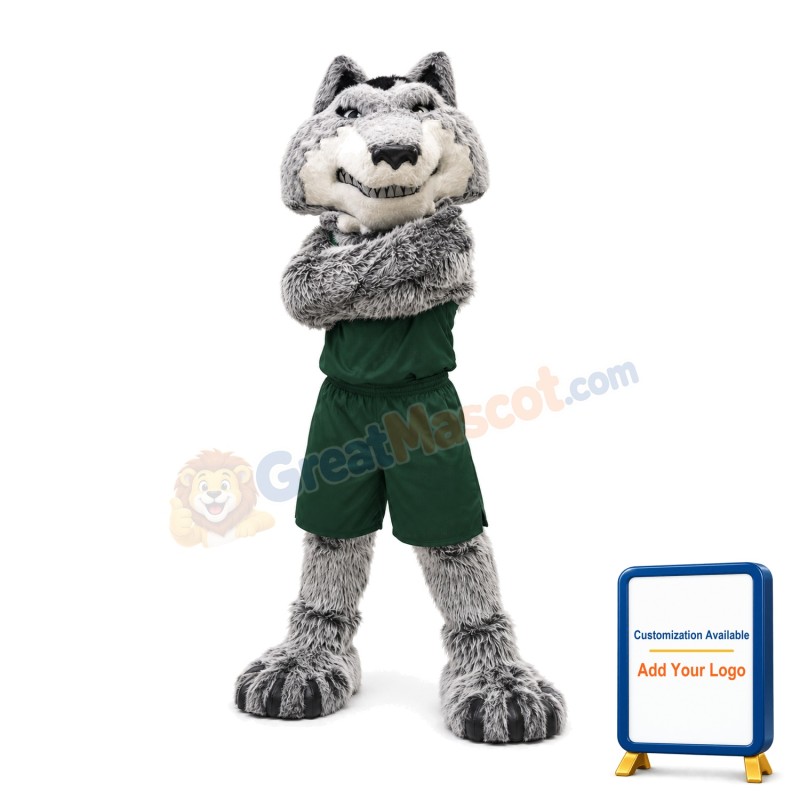University Fierce Gray Wolf Mascot Costume