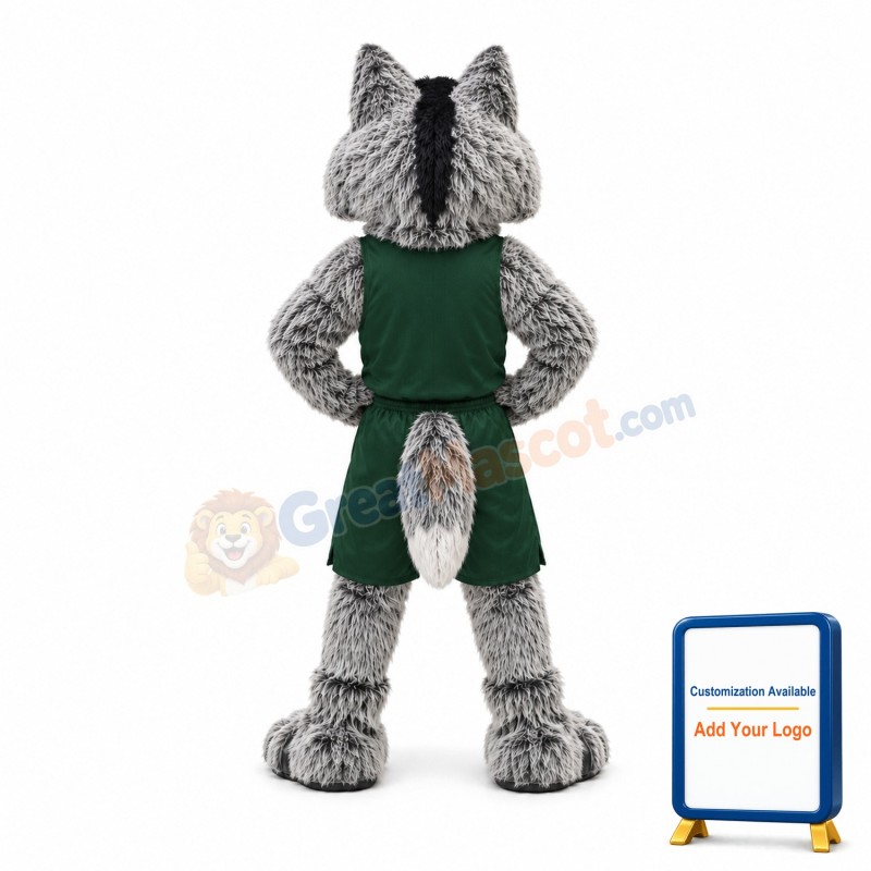 University Fierce Gray Wolf Mascot Costume