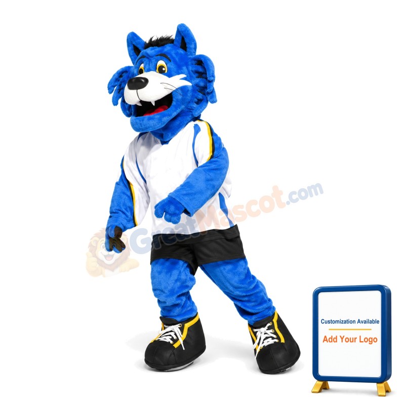 Ice Hockey Blue Tiger Mascot Costume