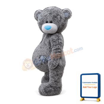 Adult Plush Gray Patched Bear Mascot Costume