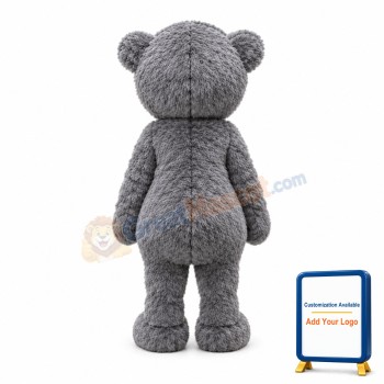 Adult Plush Gray Patched Bear Mascot Costume