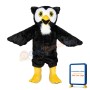 Long Fur Black Owl Mascot Adult Costume