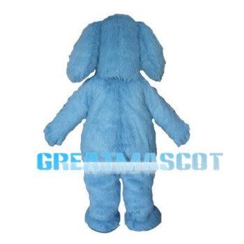 Long Fur Blue Dog Mascot Adult Costume