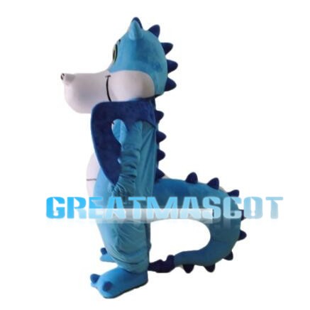 Adult Cartoon Blue Dragon Mascot Costume