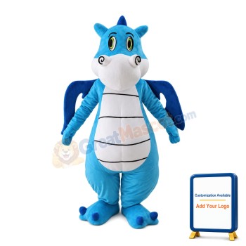 Adult Cartoon Blue Dragon Mascot Costume	