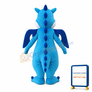 Adult Cartoon Blue Dragon Mascot Costume