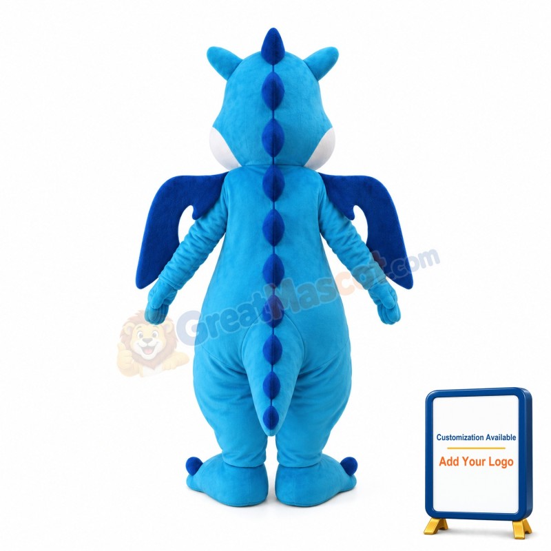 Adult Cartoon Blue Dragon Mascot Costume