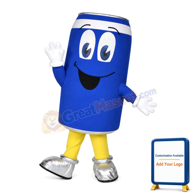 Cartoon Blue Can Lightweight Mascot Adult Costume