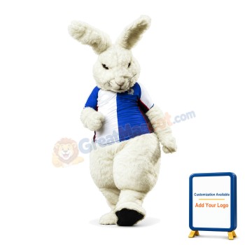 Football White Rabbit Mascot Adult Costume