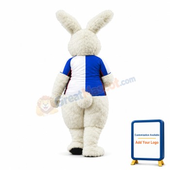 Football White Rabbit Mascot Adult Costume