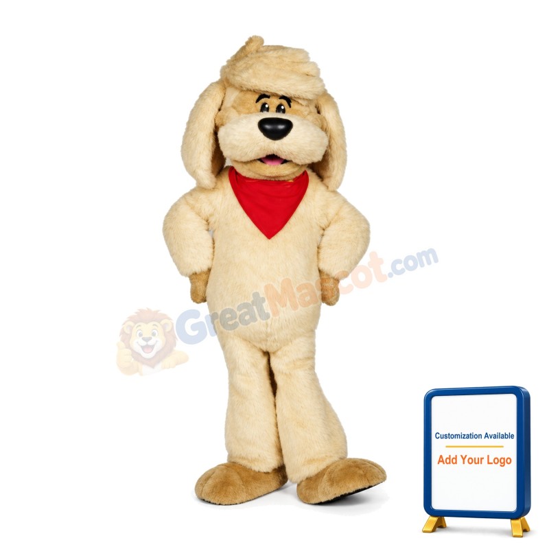 Long Hair Beige Dog Mascot Costume