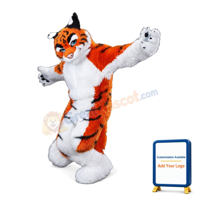 Tiger Long Fur Mascot Adult Costume