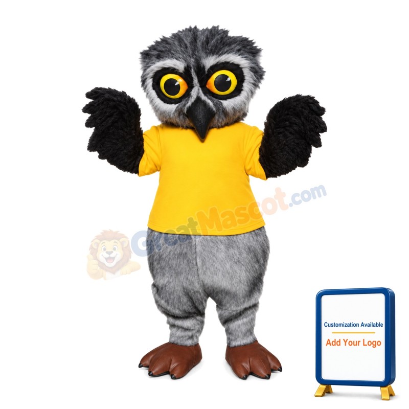 Grey Owl Long Wool Mascot Adult Costume