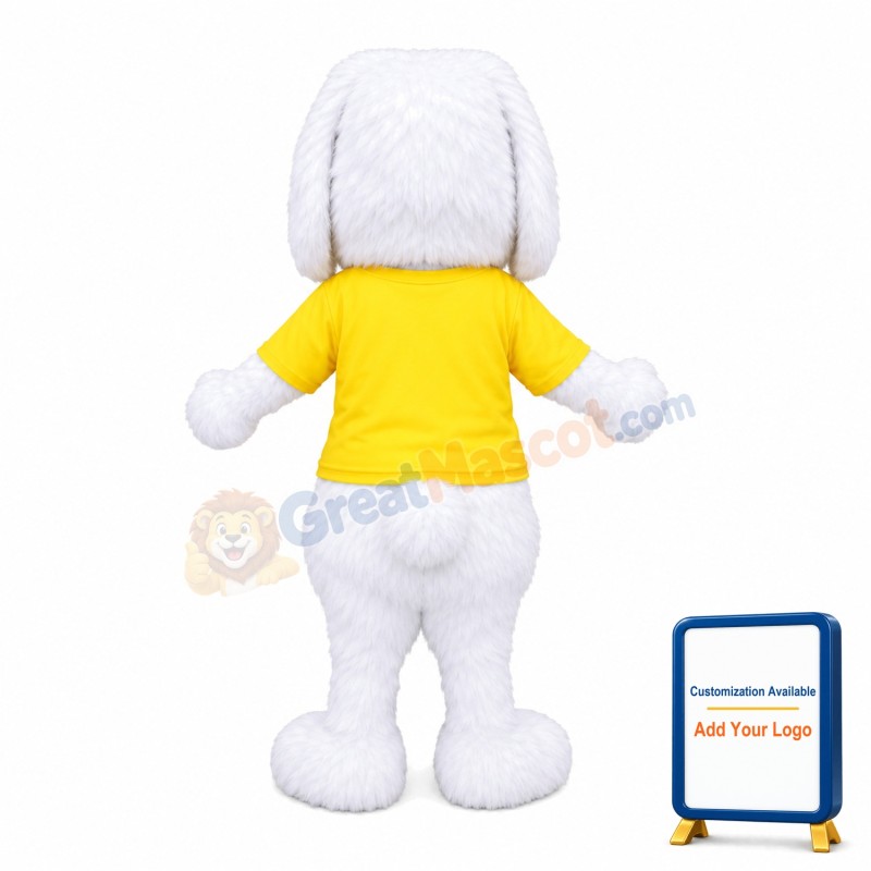 White Pet Dog Long Fur Mascot Adult Costume