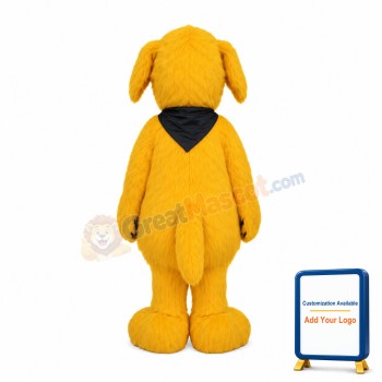Long Fur Yellow Dog Mascot Adult Costume