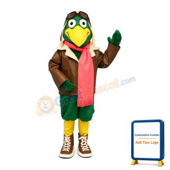 Green Bird The Pilot Mascot Adult Costume