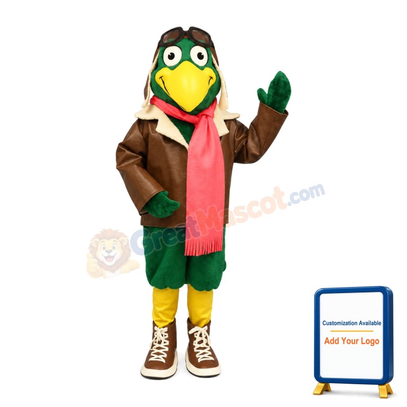 Green Bird The Pilot Mascot Adult Costume