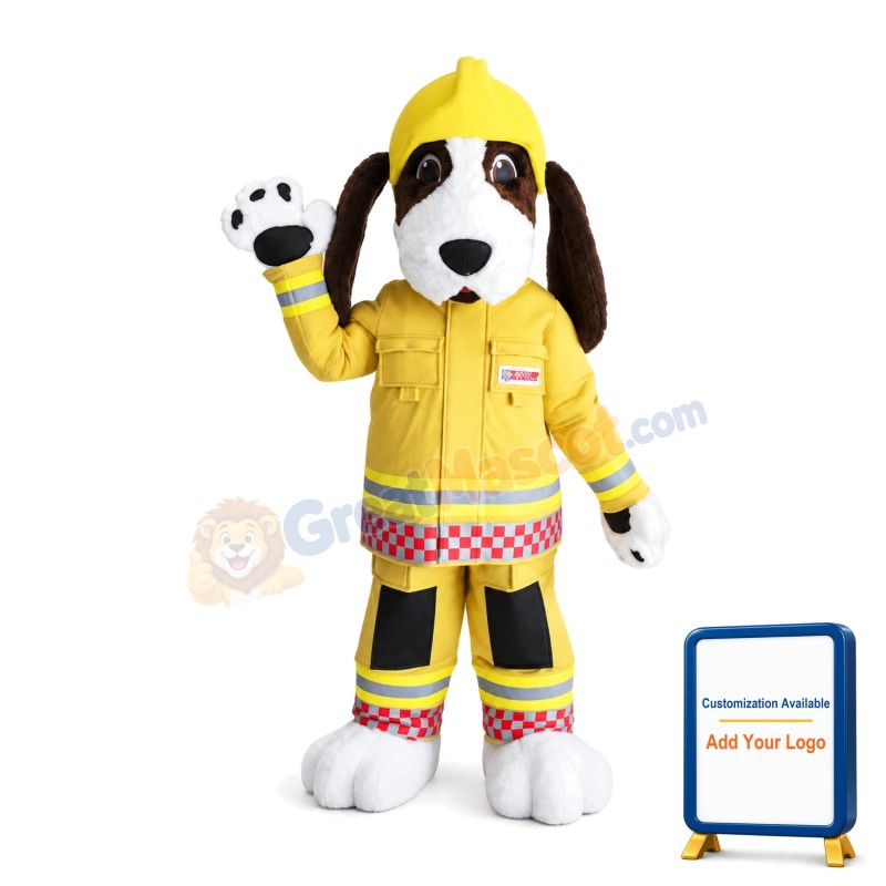 Fireman Hound Dog Mascot Costume