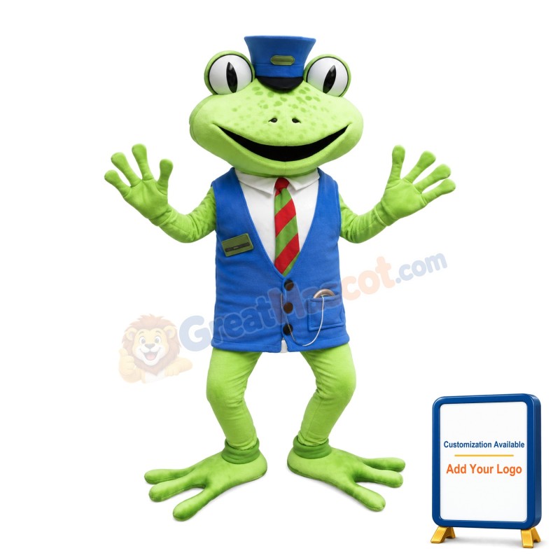 Green Frog Lobby Manager Mascot Adult Costume