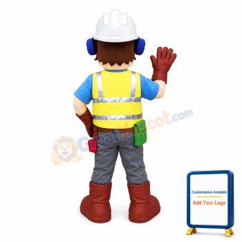 Smiling Repairman With Tools Mascot Costume