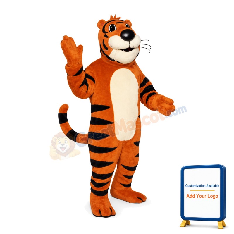 Friendly Male Tiger Mascot Adult Costume