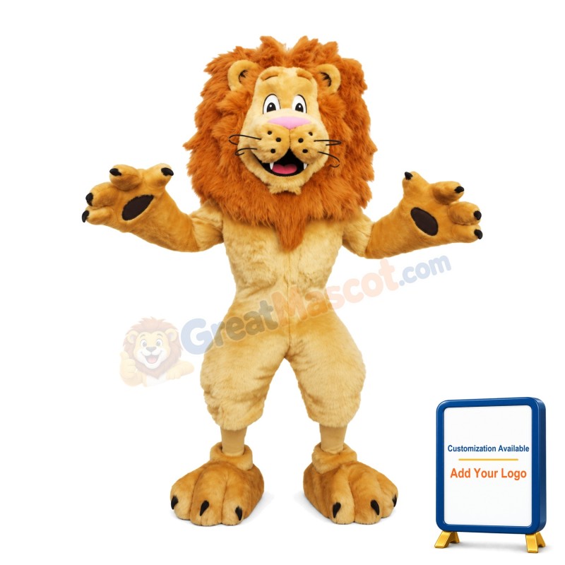 Friendly Plush Golden Lion Mascot Adult Costume