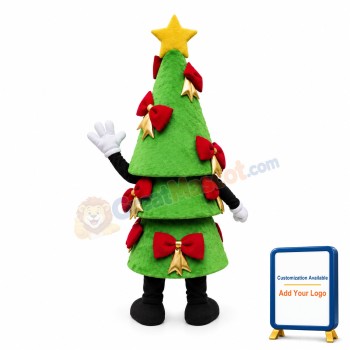 Lovely Cartoon Red Bow Christmas Tree Mascot Costume