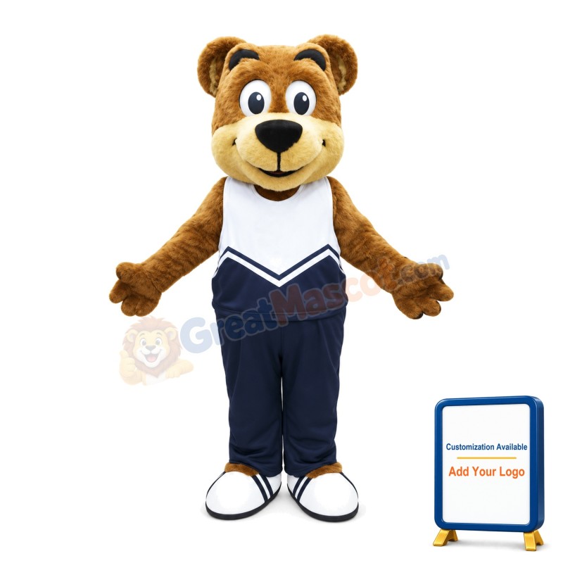 Cute Brown Bear Sports School Mascot Costume