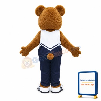Cute Brown Bear Sports School Mascot Costume