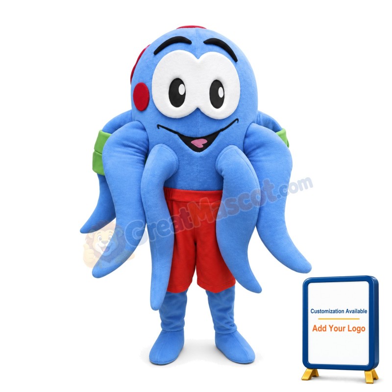 Lovely Cartoon Blue Octopus Mascot Costume