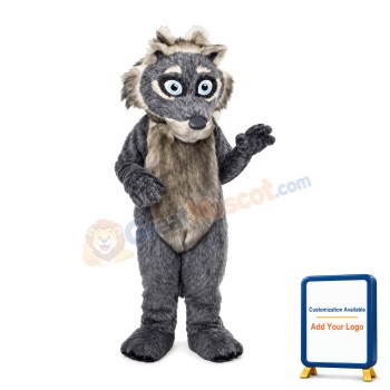 Plush Grey Wolf Mascot Costume