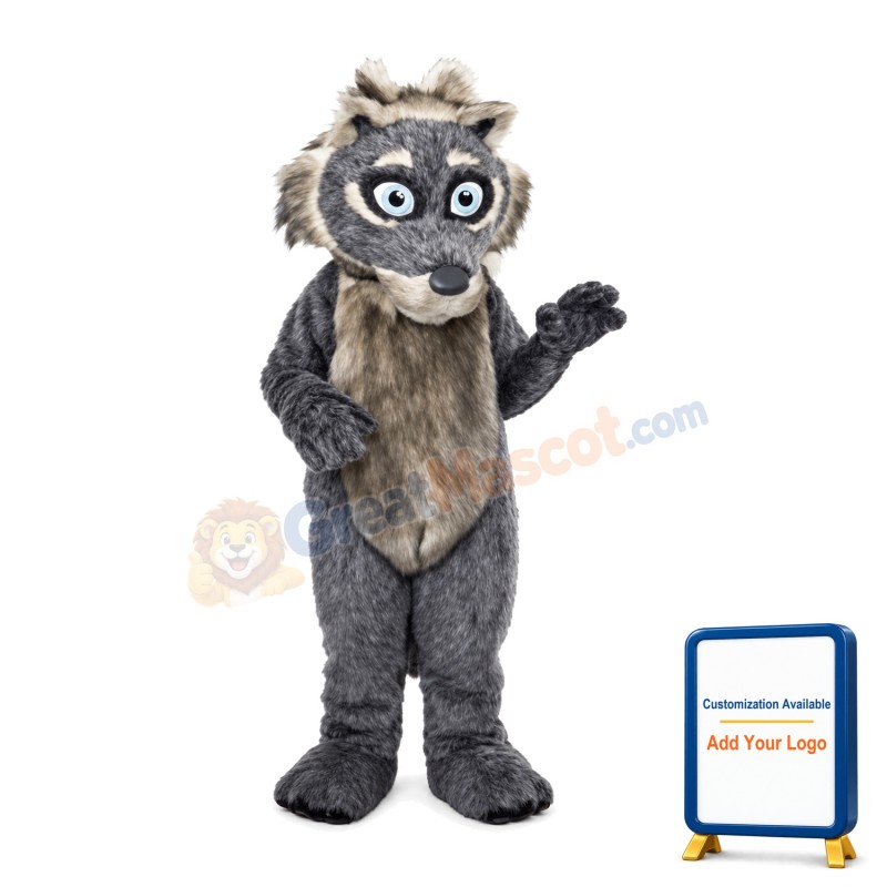 Plush Grey Wolf Mascot Costume