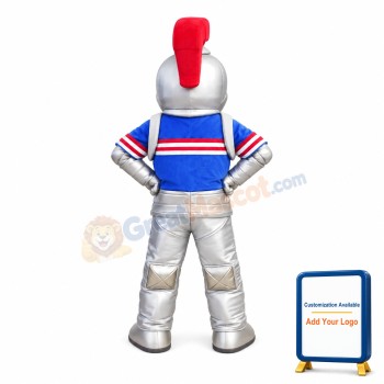 Cartoon Spartan Silver Knight Mascot Costume
