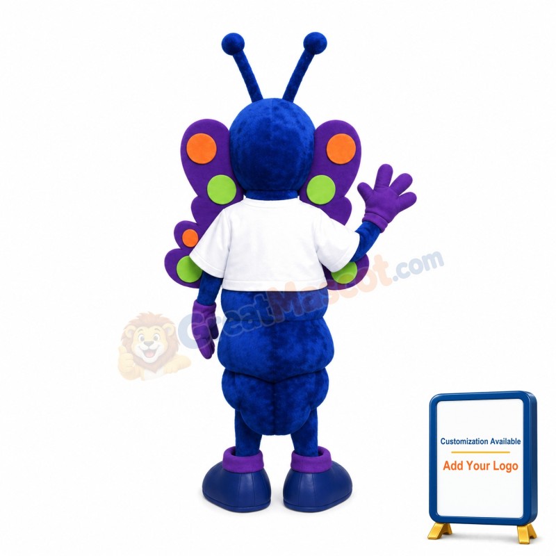 Friendly Blue Butterfly Mascot Costume