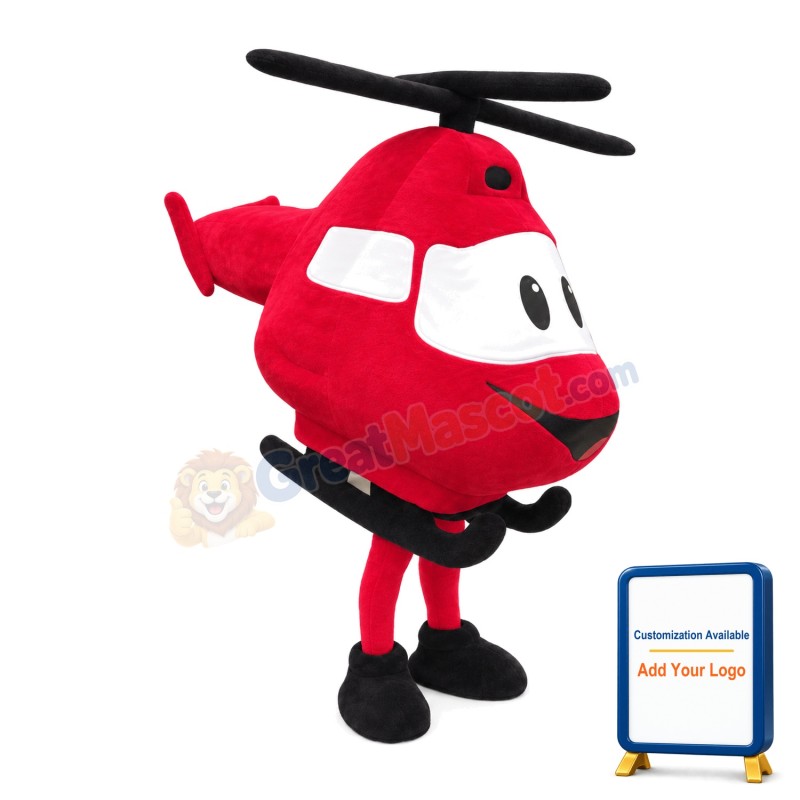 Cartoon Red Helicopter Lightweight Mascot Costume