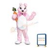 Pink Plush Bunny Mascot Adult Costume With Carrot