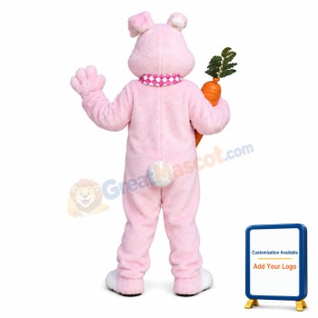 Pink Plush Bunny Mascot Adult Costume With Carrot