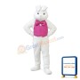 White Easter Bunny Plush Mascot Costume Wearing Red Vest	