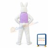 White Easter Bunny Plush Mascot Costume Wearing Purple Vest