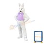 White Easter Bunny Plush Mascot Costume Wearing Purple Vest