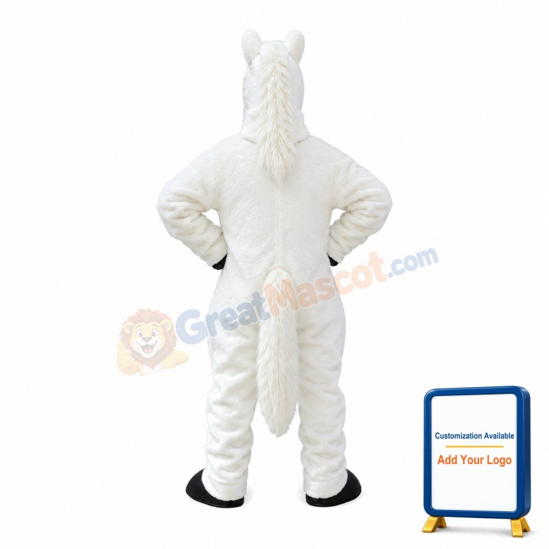 Pure White Horse Mascot Costume