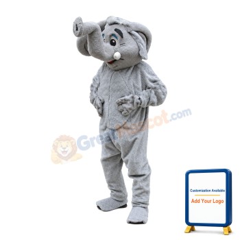 Cute Plush Grey Elephant Mascot Adult Costume