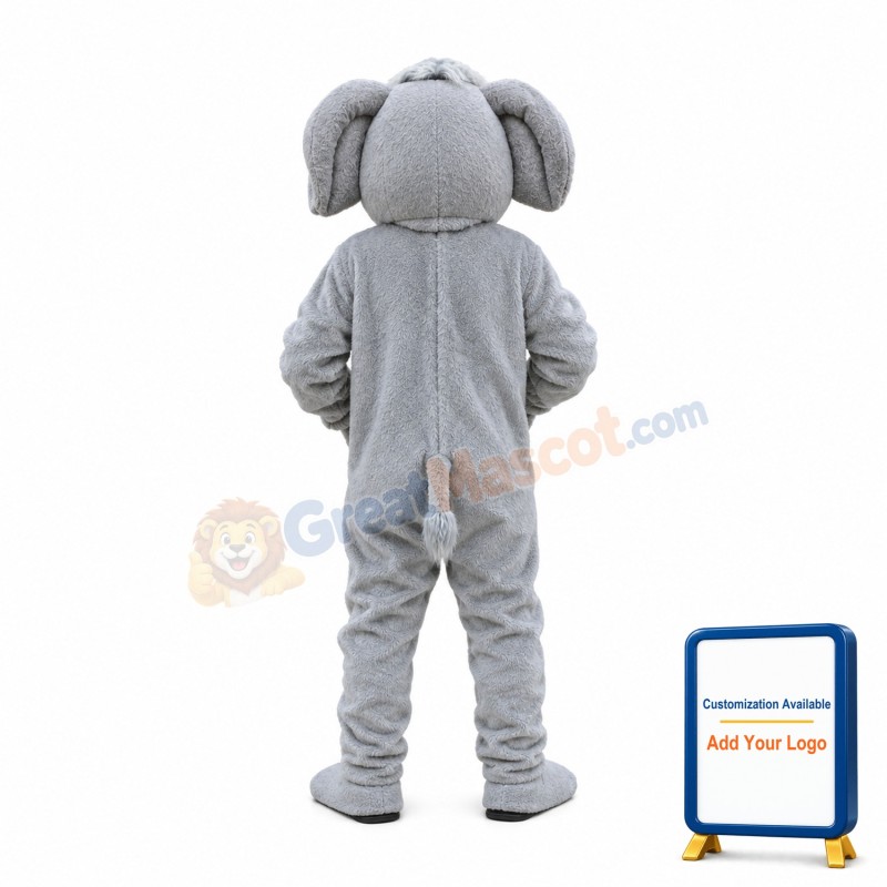 Cute Plush Grey Elephant Mascot Adult Costume